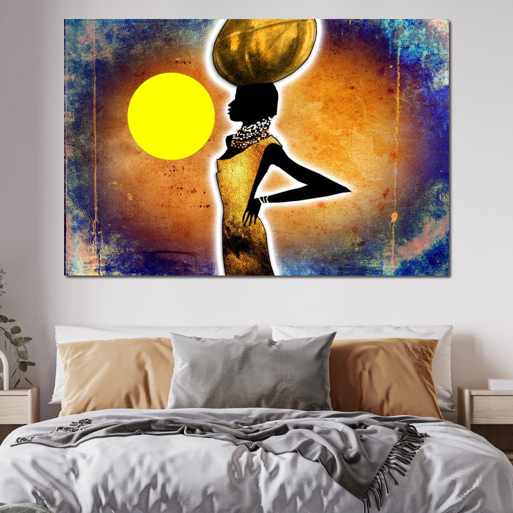 Tablou canvas cu silueta de femeie africana, tablou canvas pentru perete