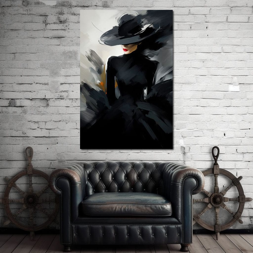 Tablou pictura femeie cu palarie, tablou canvas pentru perete