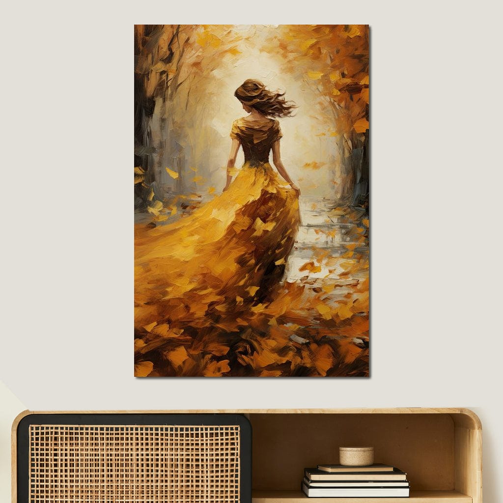 Tablou canvas cu tablou canvas cu femeie in rochie galbena