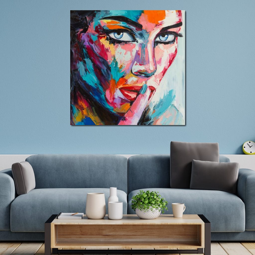Tablou canvas cu chip de femeie in culori vibrante, tablou canvas pentru perete