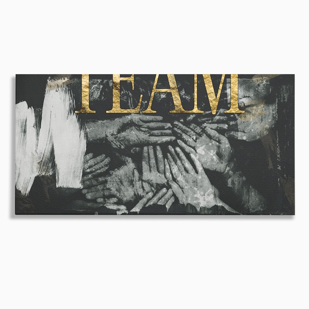 Tablou canvas cu tablou motivational cu maini si text, fara rama, pe sasiu de lemn