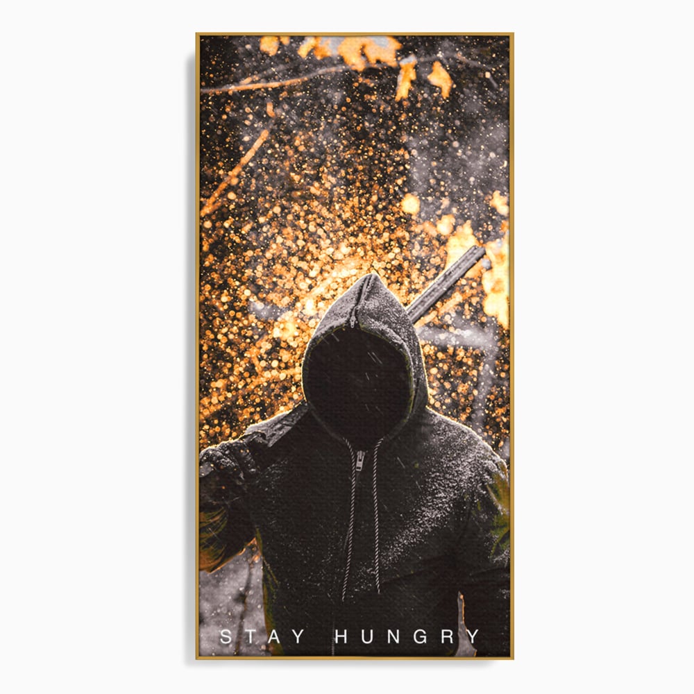 Tablou canvas cu tablou canvas cu silueta motivationala, in rama de aluminiu auriu