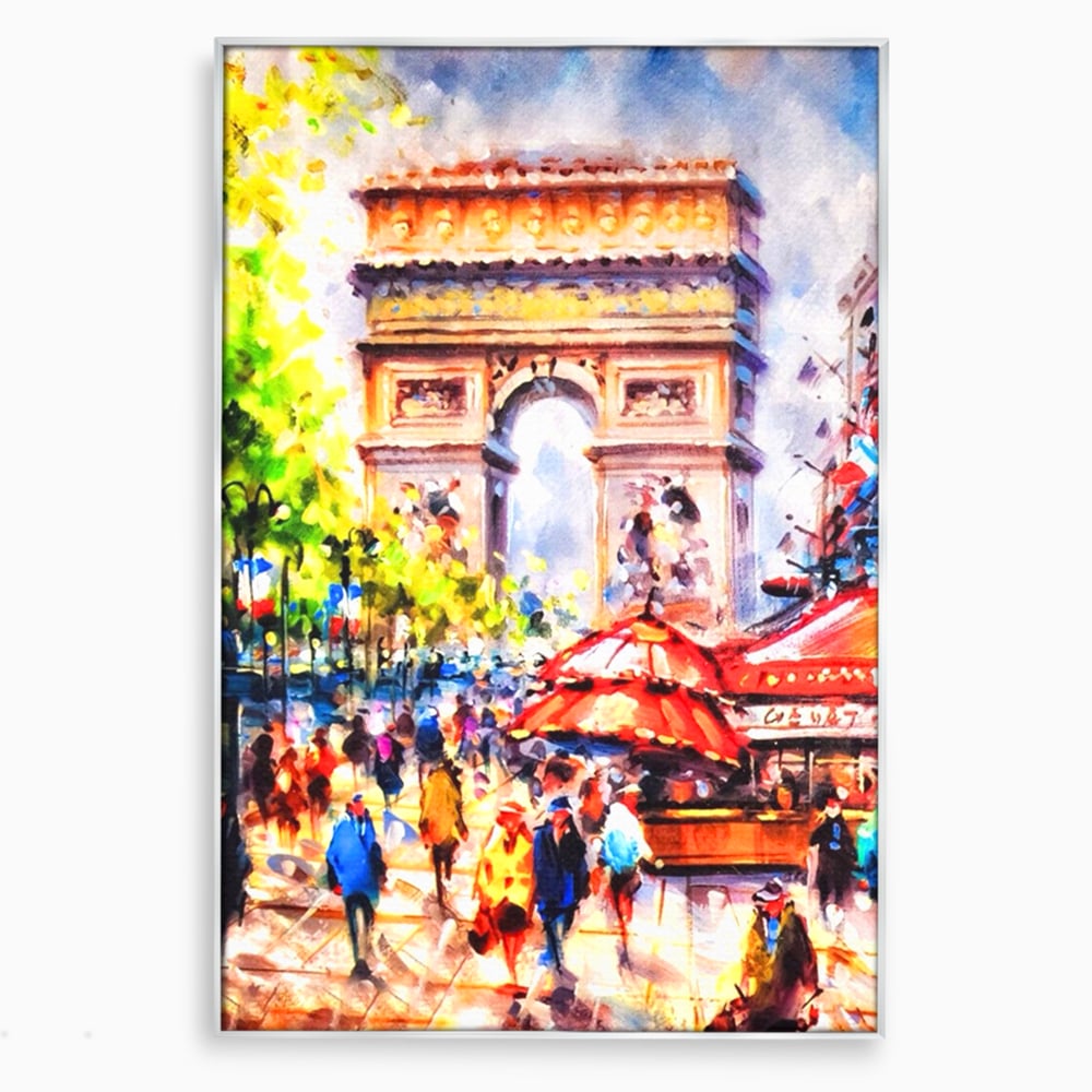 Tablou canvas cu tablou canvas cu arcul de triumf, in rama de aluminiu argintiu
