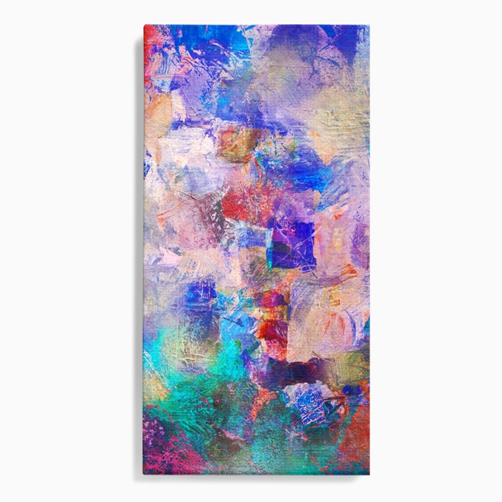Tablou canvas cu pictura abstracta cu pete colorate, fara rama, pe sasiu de lemn