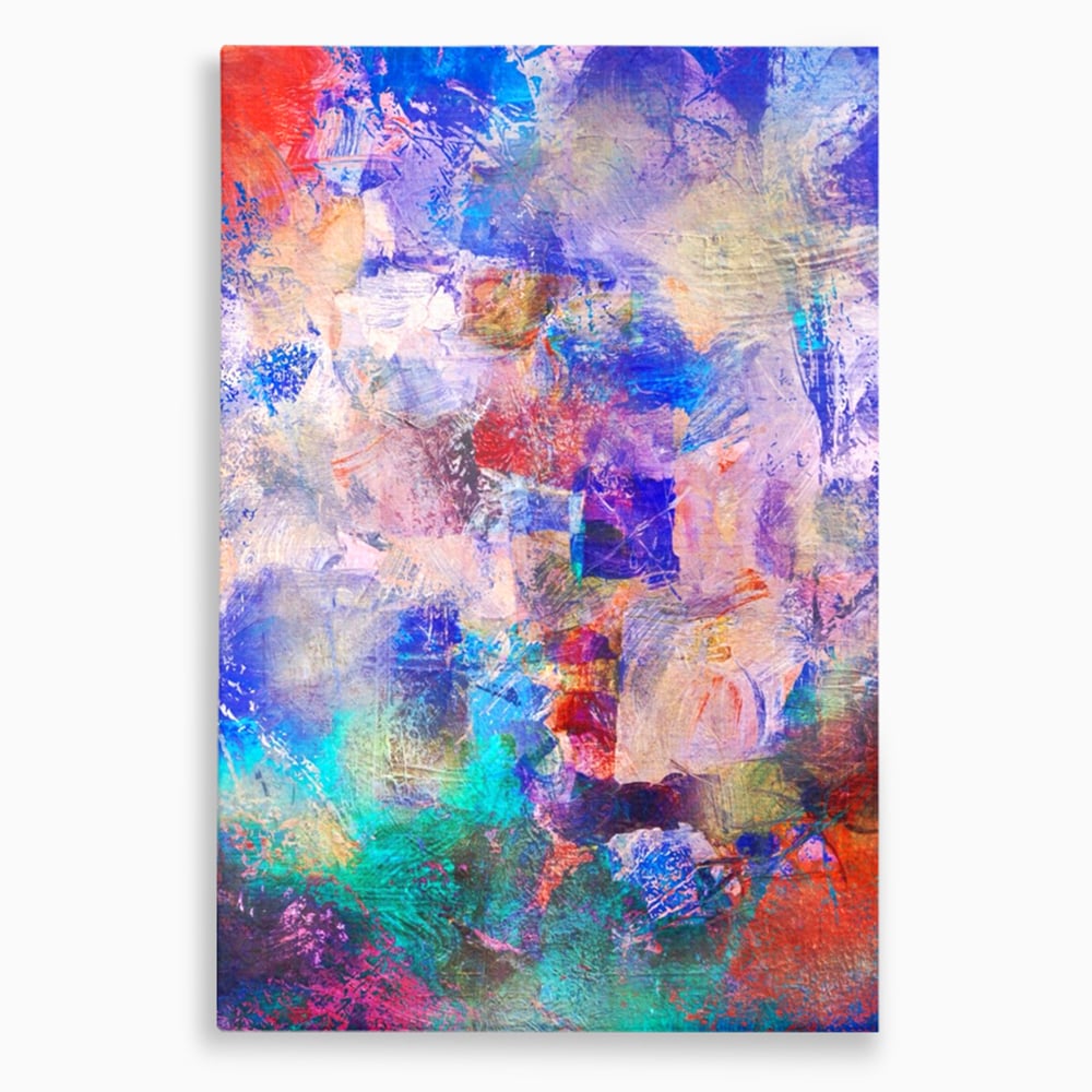 Tablou canvas cu pictura abstracta cu pete colorate, fara rama, pe sasiu de lemn