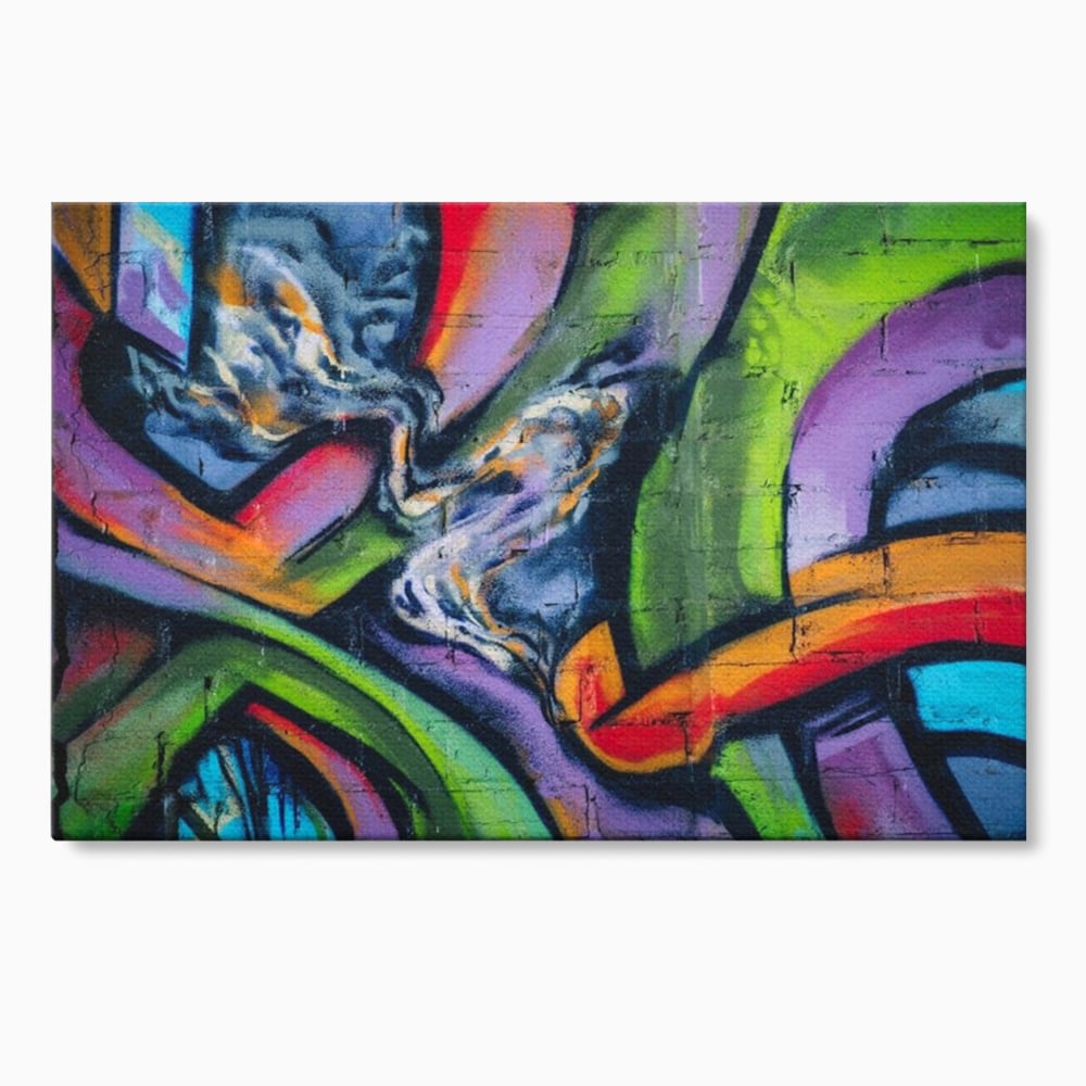 Tablou canvas cu tablou canvas cu graffiti abstract colorat, fara rama, pe sasiu de lemn