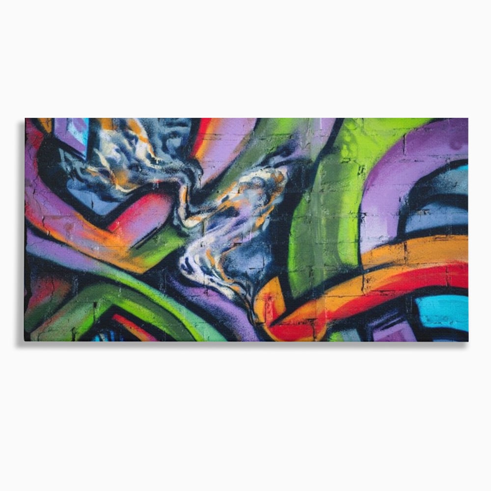 Tablou canvas cu tablou canvas cu graffiti abstract colorat, fara rama, pe sasiu de lemn
