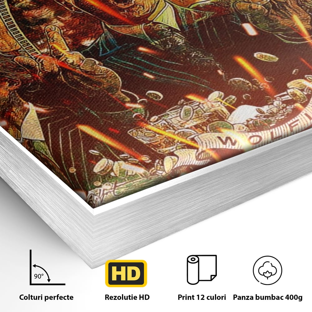 Detaliu al suprafetei: tablou canvas cu celebrul film, in rama de aluminiu argintiu