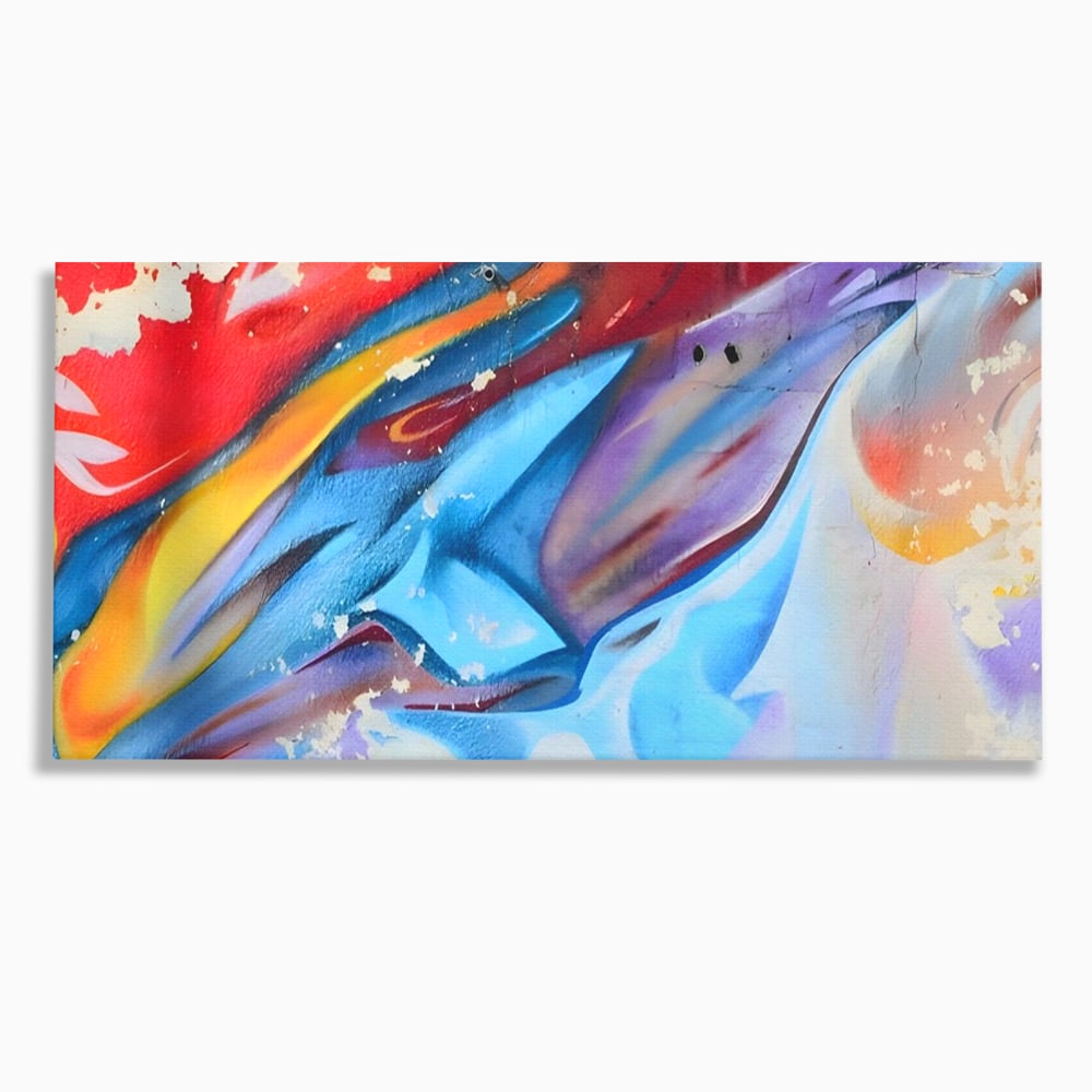 Tablou canvas cu pictura abstracta cu graffiti multicolor, fara rama, pe sasiu de lemn