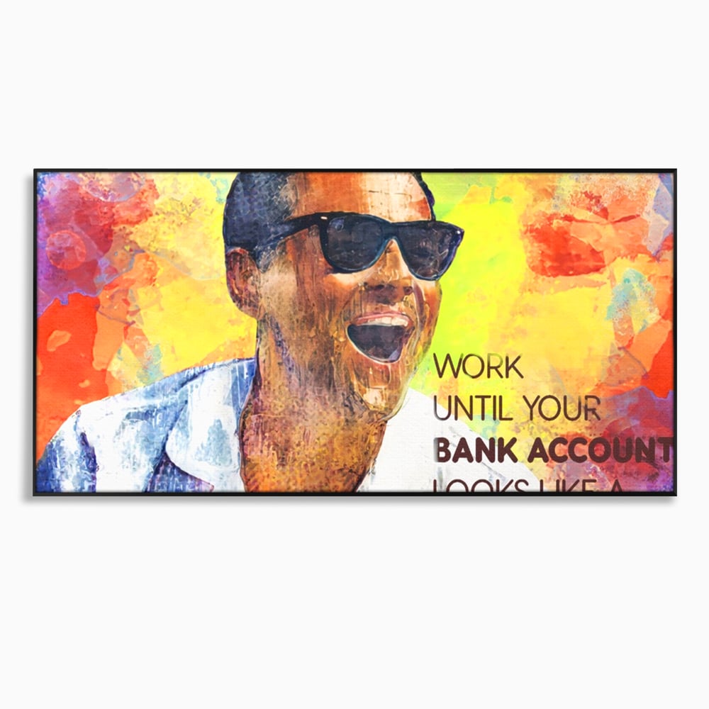 Tablou canvas cu tablou motivational cu portretul lui leo dicaprio, in rama de aluminiu negru