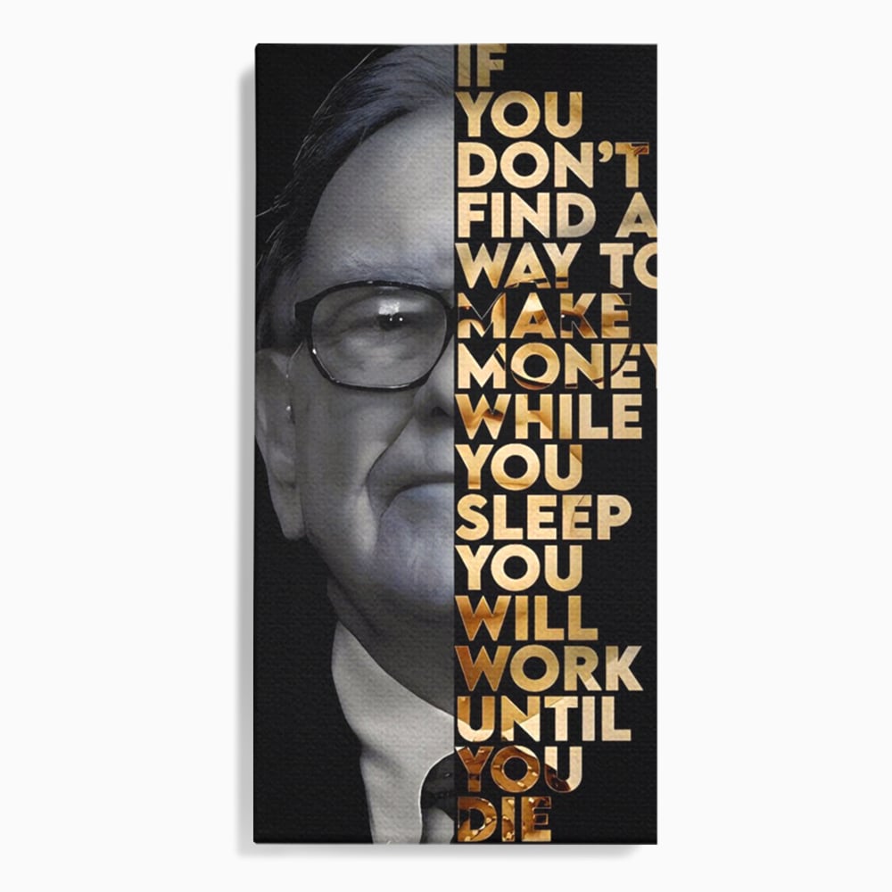 Tablou canvas cu tablou canvas cu warren buffett, fara rama, pe sasiu de lemn