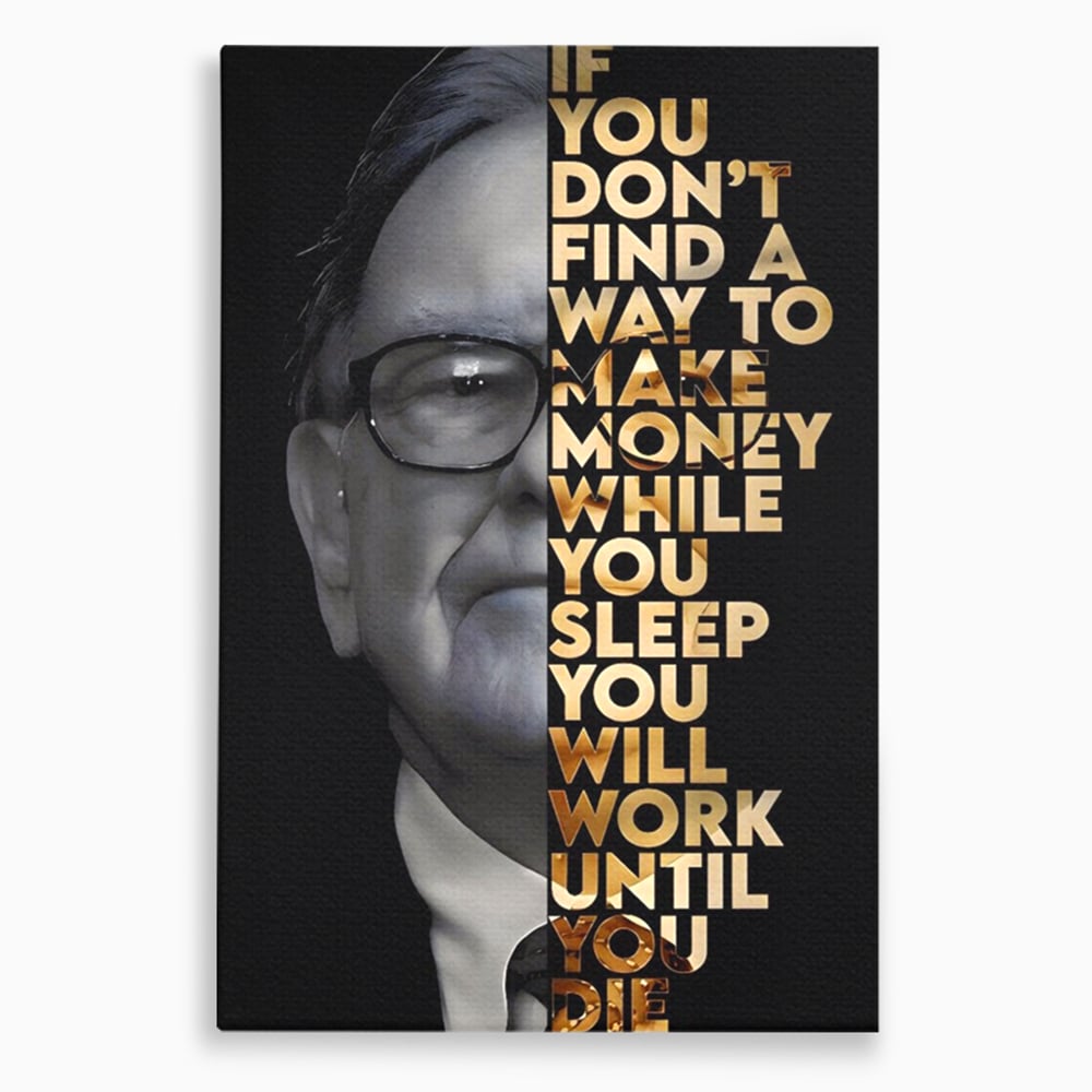 Tablou canvas cu tablou canvas cu warren buffett, fara rama, pe sasiu de lemn