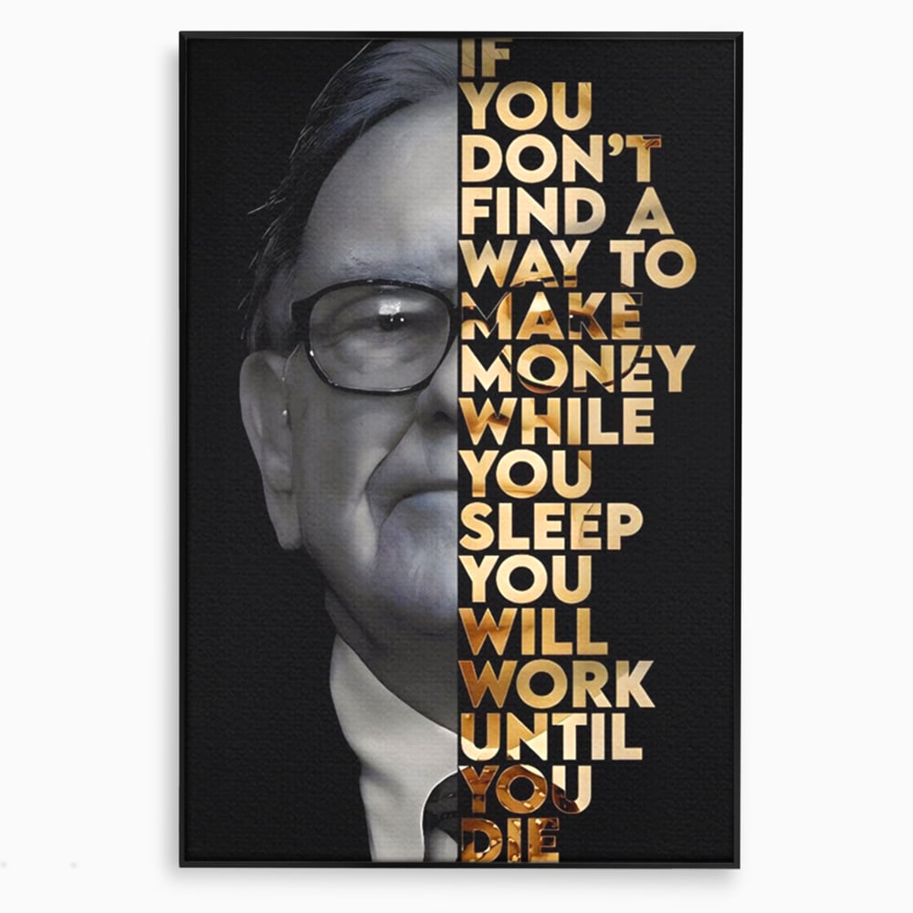 Tablou canvas cu tablou canvas cu warren buffett, in rama de aluminiu negru