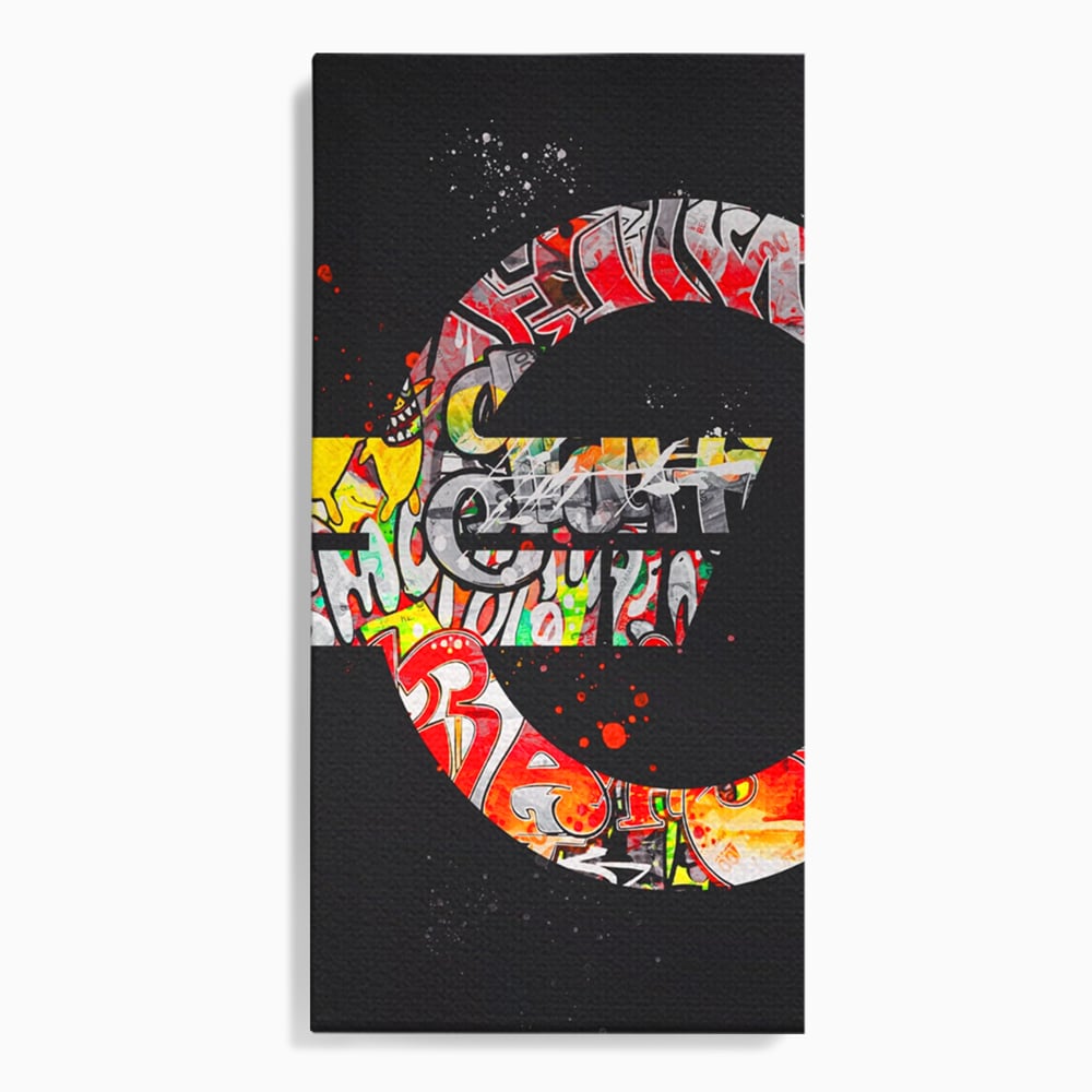 Tablou Canvas A1206, The Euro Sign , Decorativ, Birou, Graffiti Euro, Bani, Living, Culori Vibrante