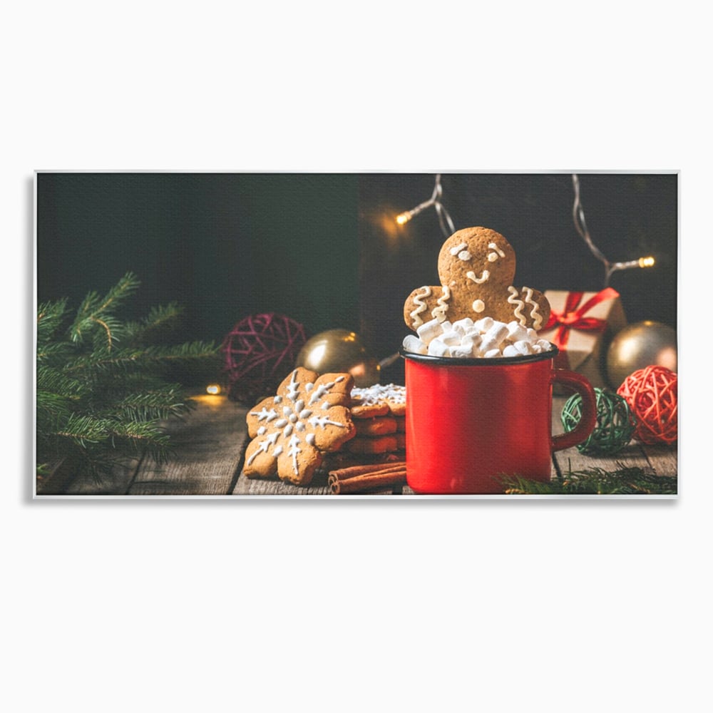 Tablou canvas cu tablou canvas cu turta dulce si cana rosie, in rama de aluminiu argintiu