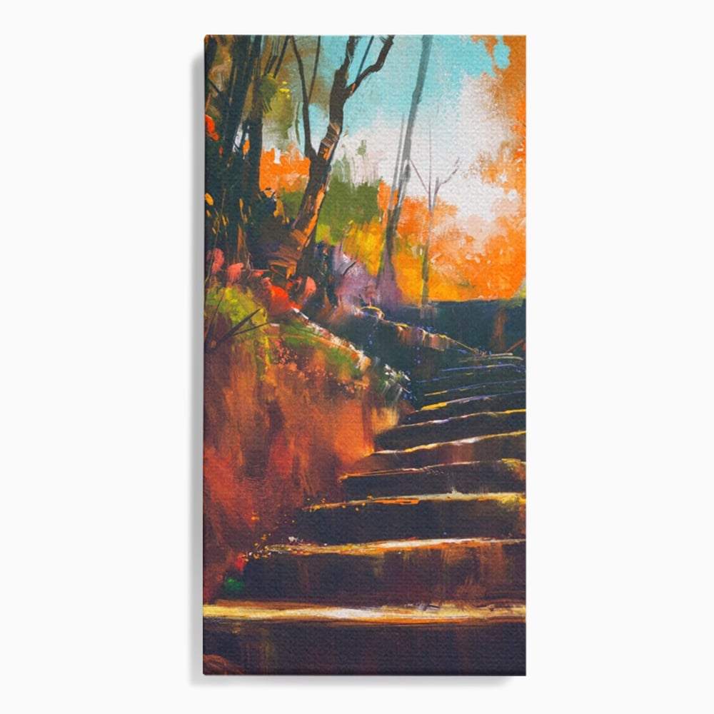 Tablou canvas cu tablou canvas cu scari de toamna, fara rama, pe sasiu de lemn