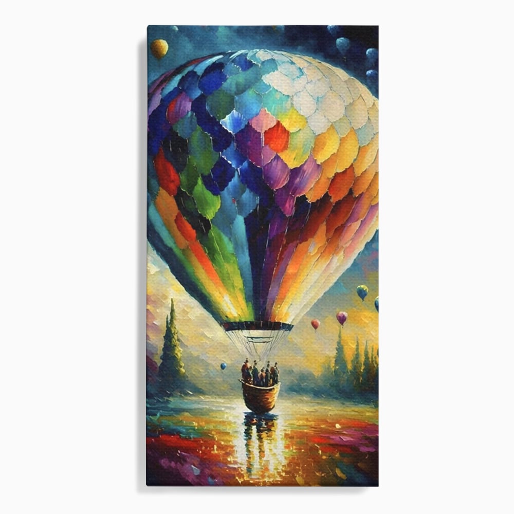 Tablou canvas cu tablou canvas cu balon cu aer cald, fara rama, pe sasiu de lemn
