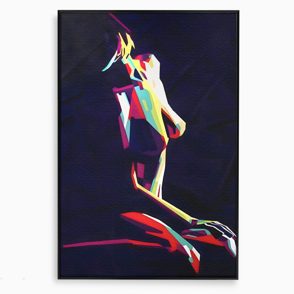 Tablou canvas cu tablou canvas cu silueta feminina abstracta, in rama de aluminiu negru