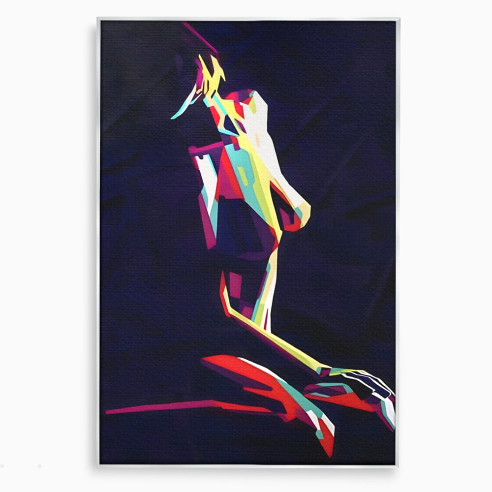 Tablou canvas cu tablou canvas cu silueta feminina abstracta, in rama de aluminiu argintiu