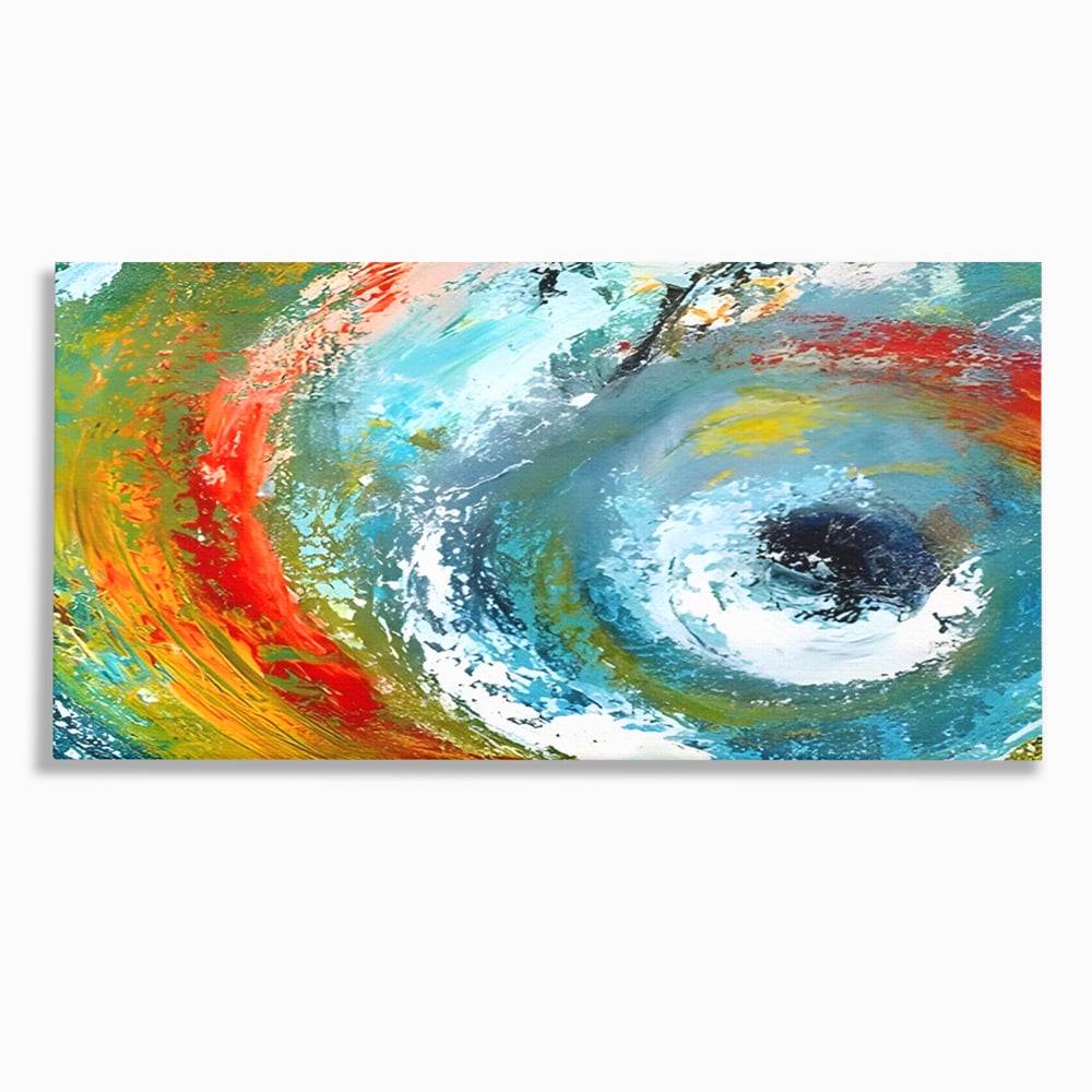 Tablou canvas cu pictura abstracta cu vartej de culori, fara rama, pe sasiu de lemn