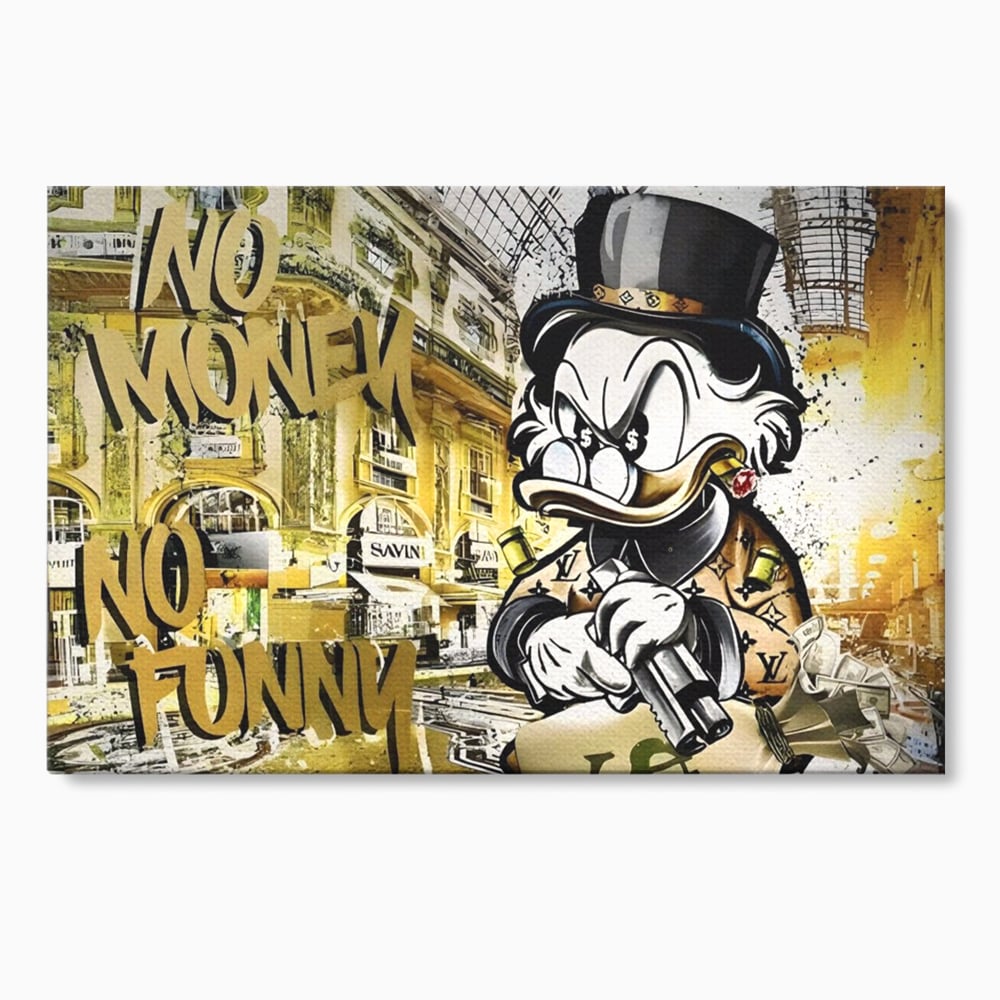 Tablou canvas cu tablou canvas cu rata scrooge mcduck si graffiti, fara rama, pe sasiu de lemn