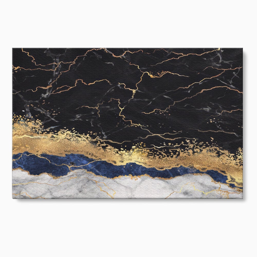 Tablou canvas cu tablou abstract cu marmura si auriu, fara rama, pe sasiu de lemn