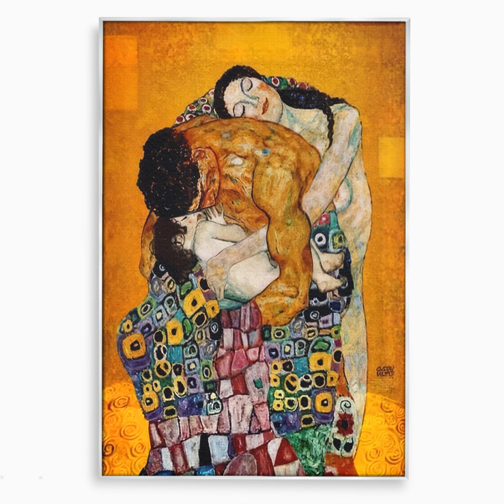 Tablou canvas cu reproducere pictura the family, in rama de aluminiu argintiu