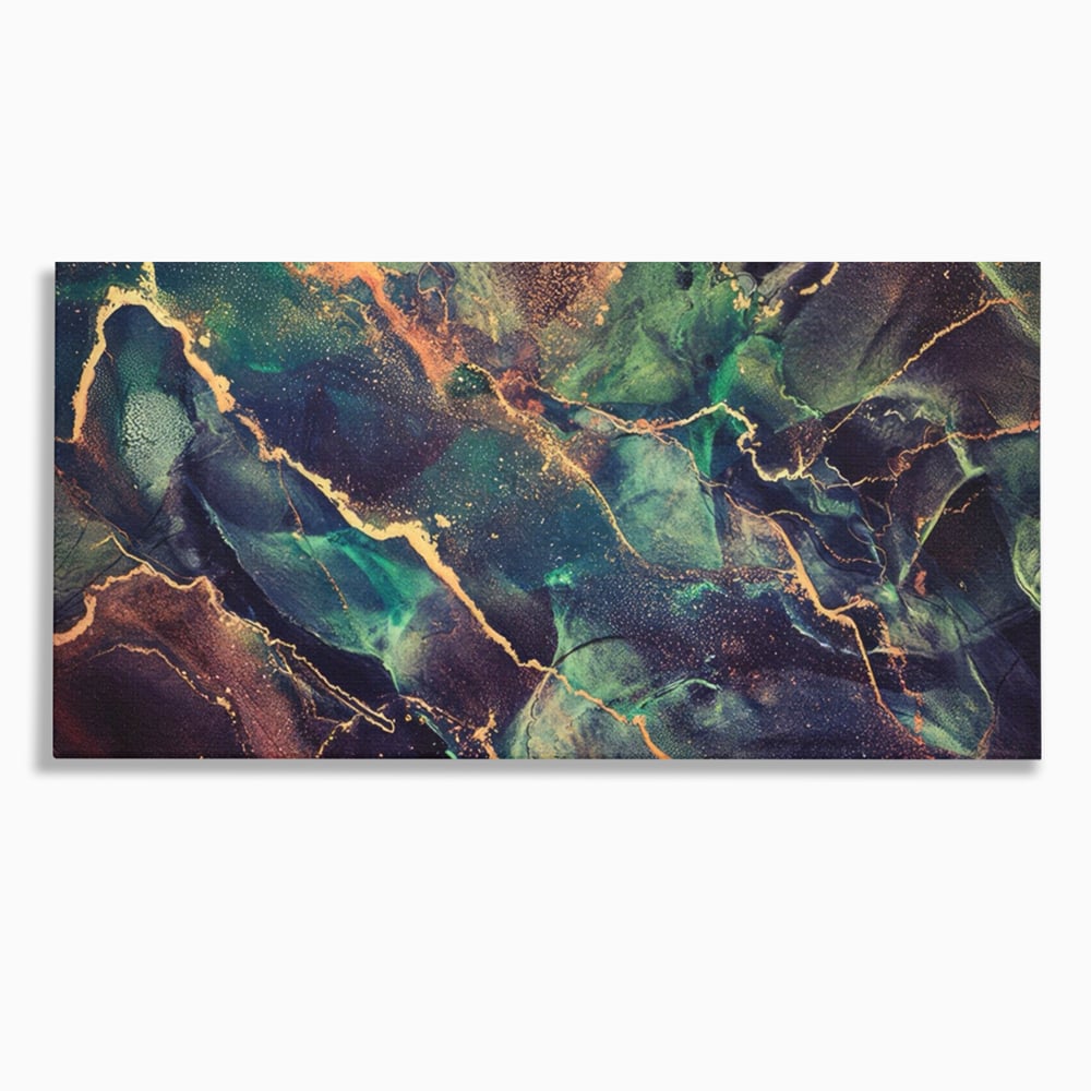 Tablou canvas cu pictura abstracta cu venaturi aurii, fara rama, pe sasiu de lemn