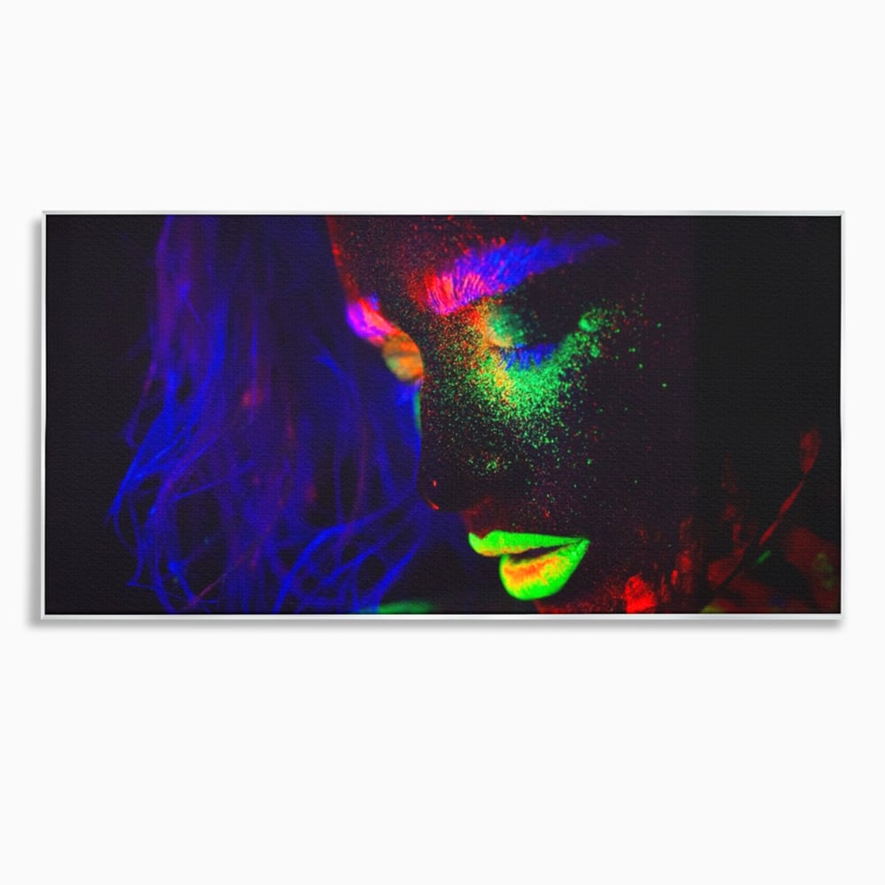 Tablou canvas cu tablou canvas cu fata in culori neon, in rama de aluminiu argintiu