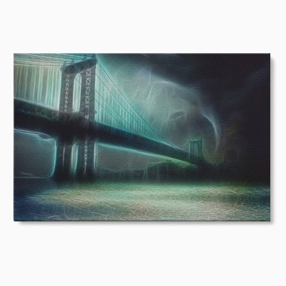 Tablou canvas cu tablou canvas cu pod suspendat pe furtuna, fara rama, pe sasiu de lemn
