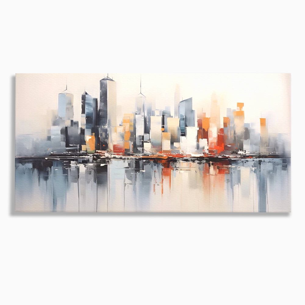 Tablou canvas cu tablou canvas cu peisaj urban abstract, fara rama, pe sasiu de lemn