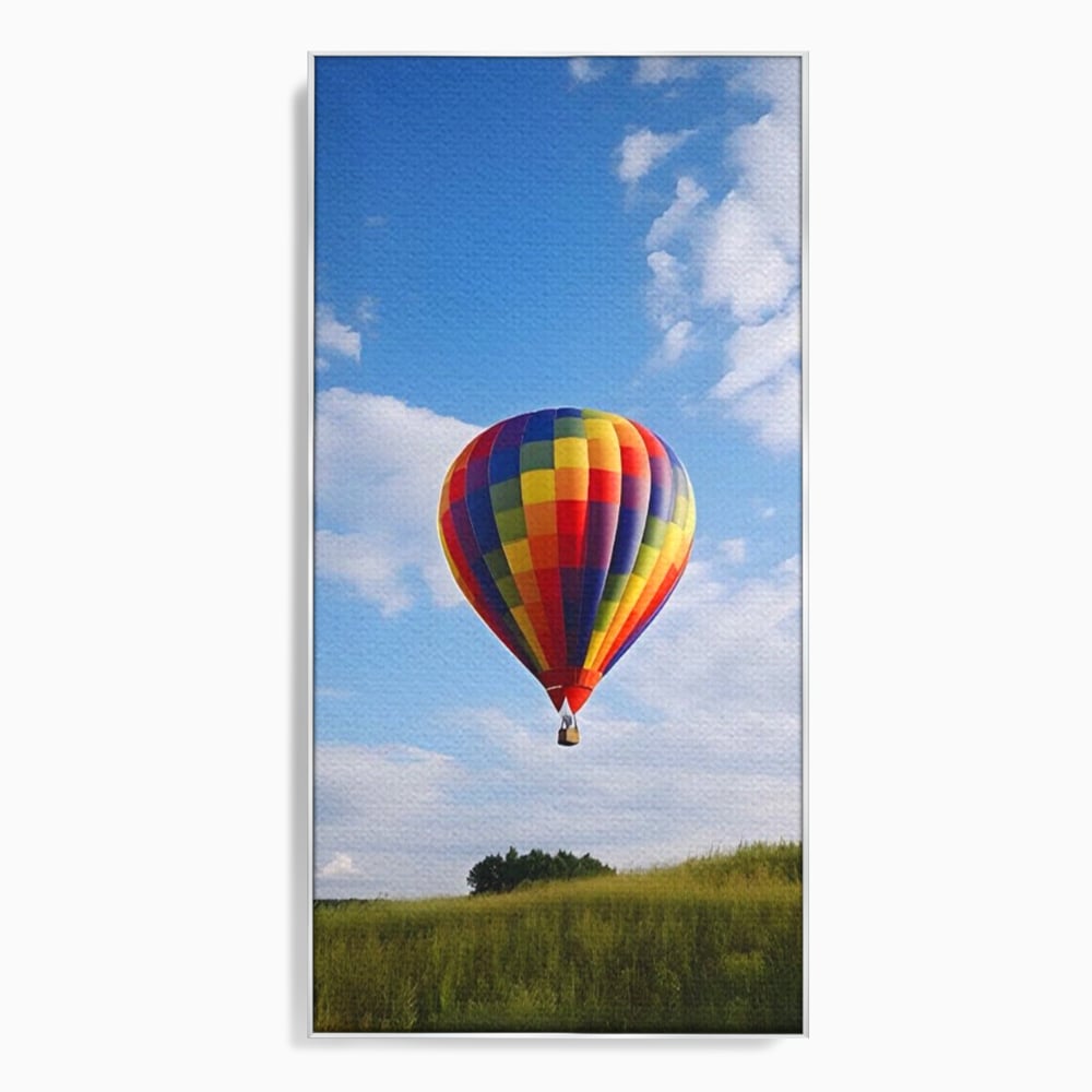Tablou canvas cu tablou canvas cu balon cu aer cald, in rama de aluminiu argintiu
