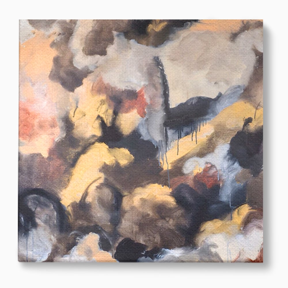 Tablou canvas cu pictura abstracta cu pete de culoare, fara rama, pe sasiu de lemn