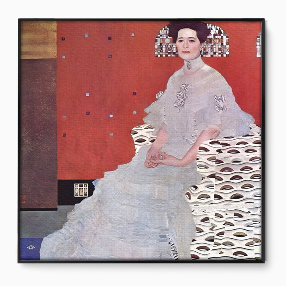 Tablou canvas cu reproducere pictura fritza riedler de klimt, in rama de aluminiu negru