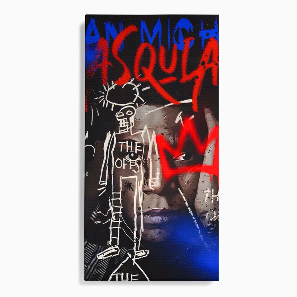 Tablou canvas cu tablou canvas cu portret stil graffiti, fara rama, pe sasiu de lemn