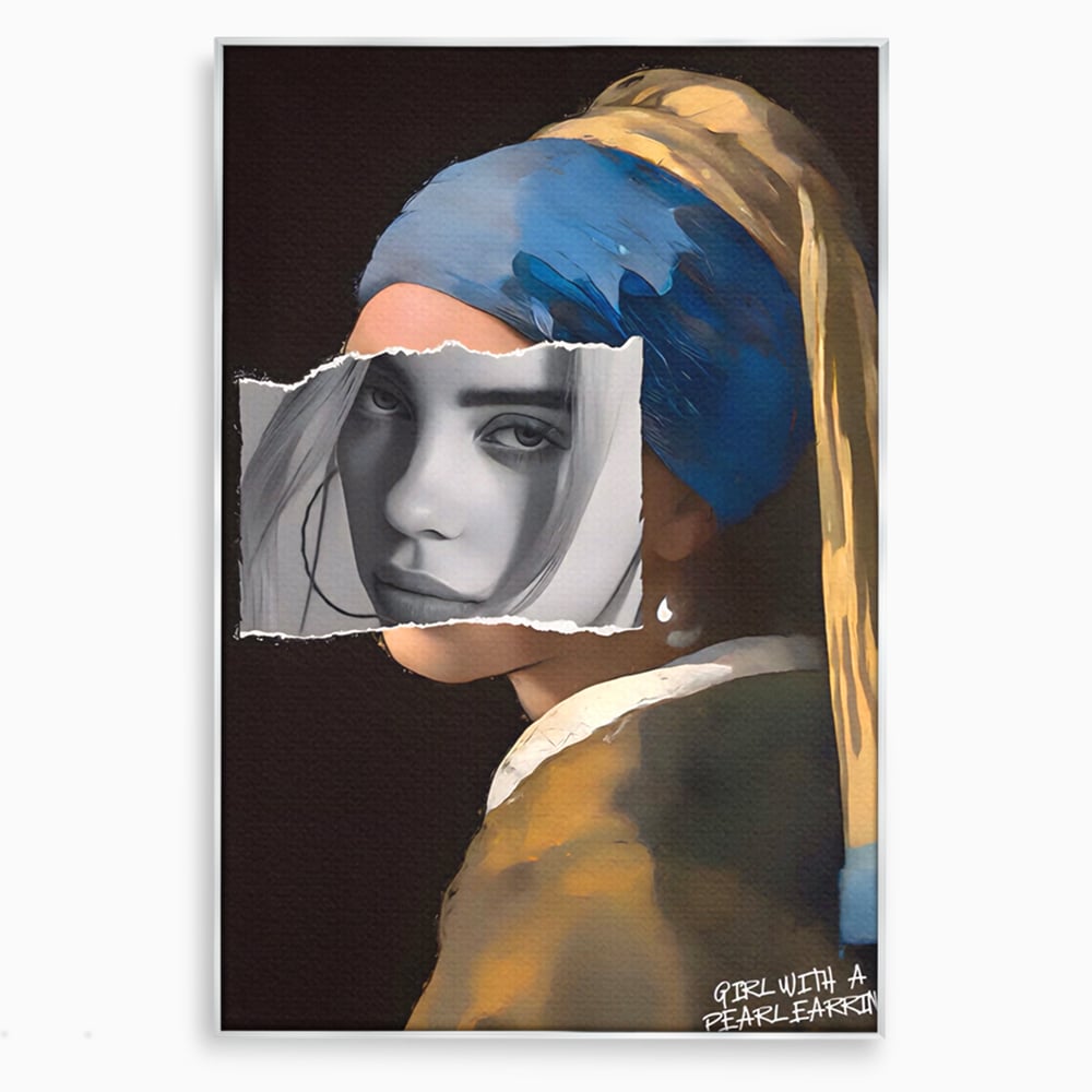 Tablou canvas cu tablou canvas portret feminin modern, in rama de aluminiu argintiu