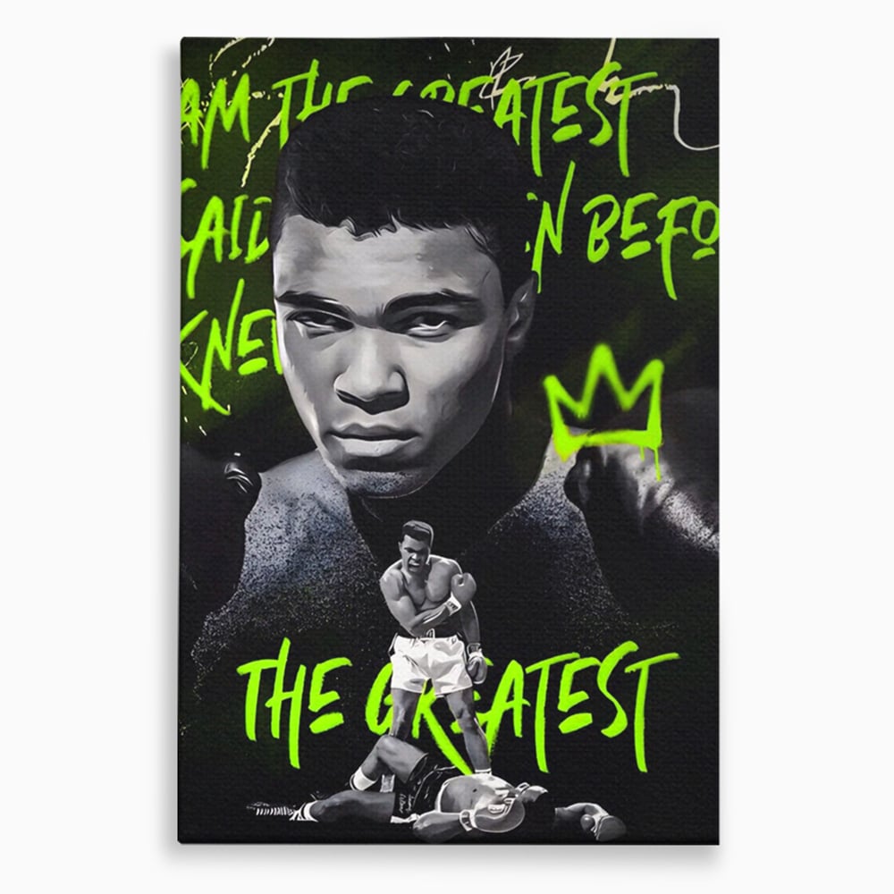 Tablou canvas cu tablou canvas cu portretul lui muhammad ali, fara rama, pe sasiu de lemn