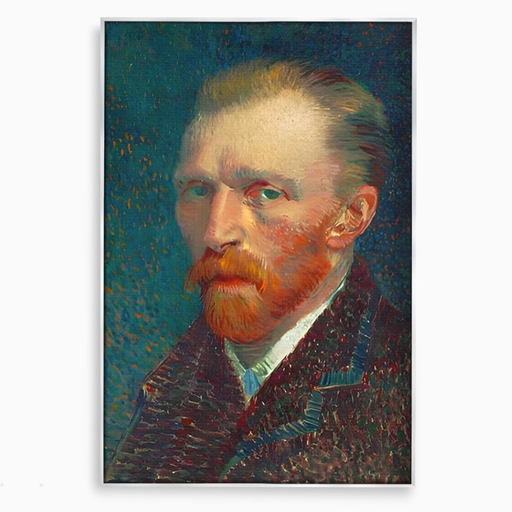 Tablou canvas cu autoportret vincent van gogh, in rama de aluminiu argintiu