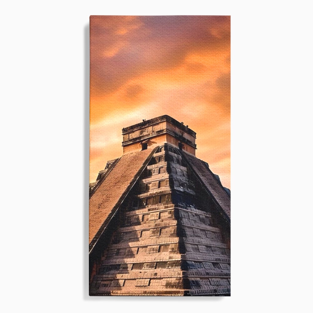 Tablou canvas cu tablou canvas cu piramida mayasa, fara rama, pe sasiu de lemn