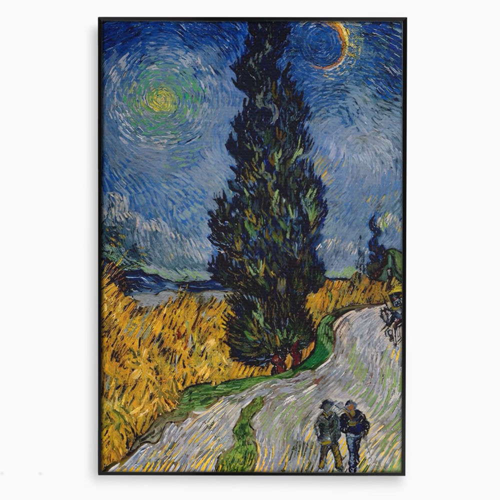 Tablou canvas cu reproducere pictura van gogh, in rama de aluminiu negru