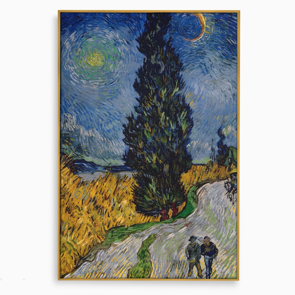 Tablou canvas cu reproducere pictura van gogh, in rama de aluminiu auriu