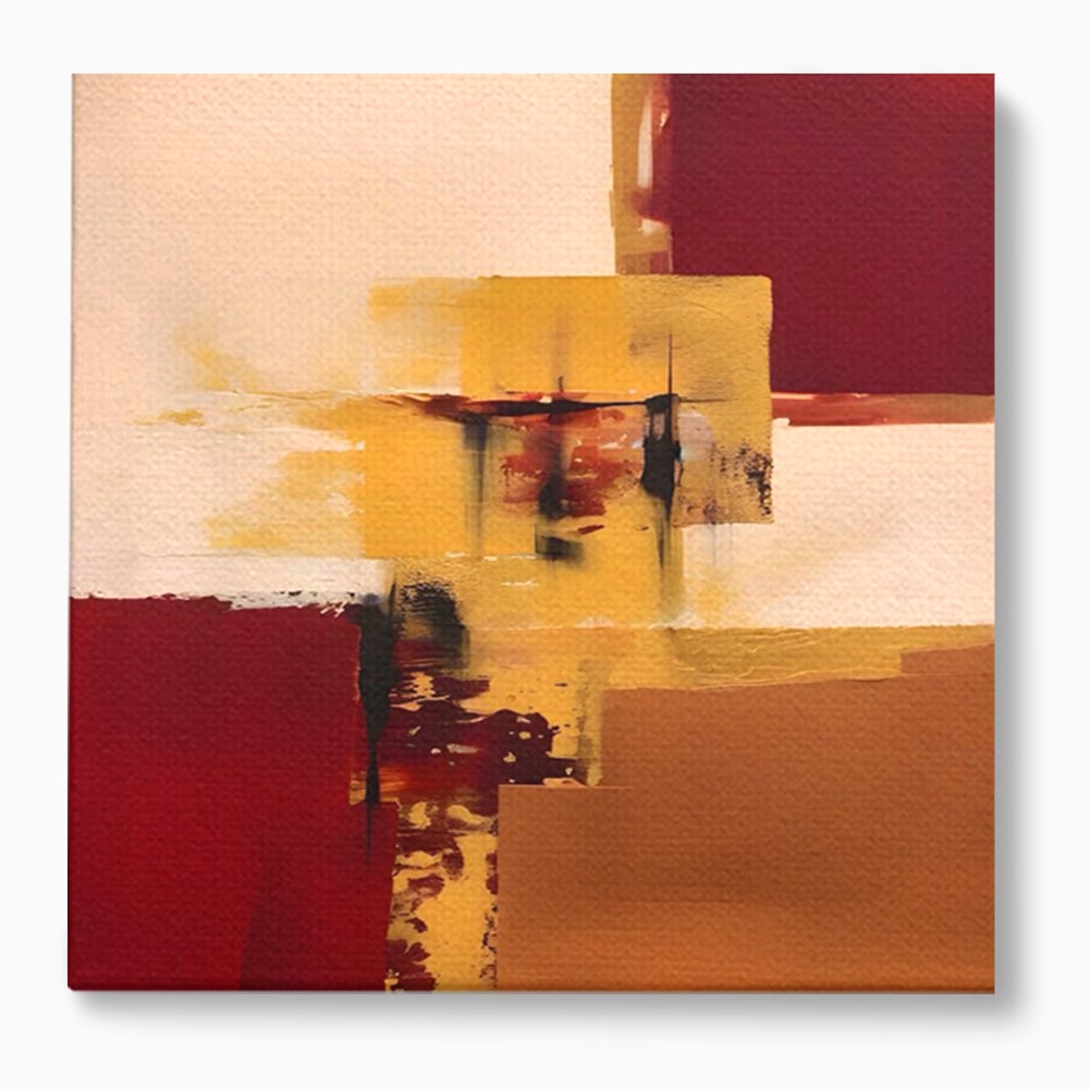 Tablou canvas cu pictura abstracta cu patrate colorate, fara rama, pe sasiu de lemn