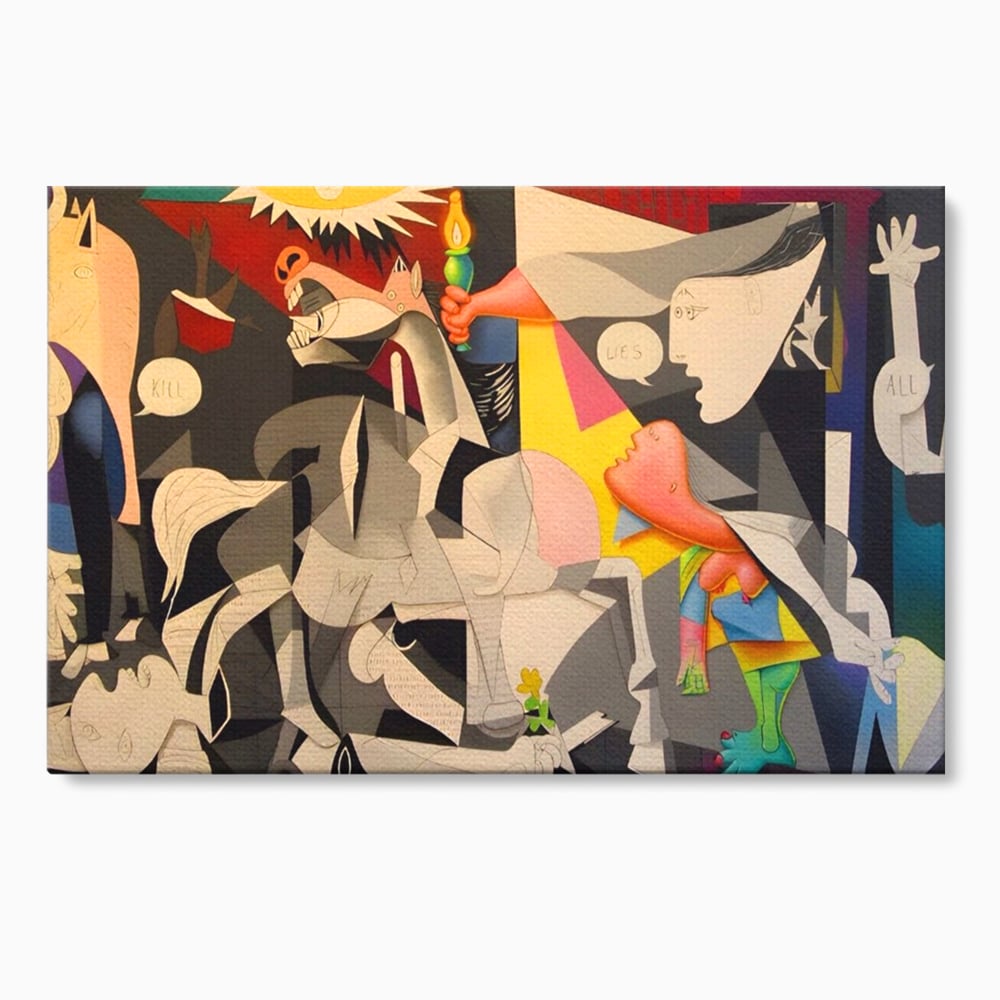 Tablou canvas cu tablou canvas cu reinterpretare dupa guernica, fara rama, pe sasiu de lemn
