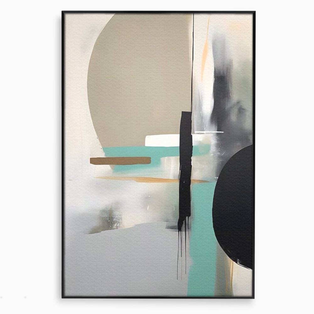 Tablou canvas cu tablou canvas cu forme abstracte, in rama de aluminiu negru
