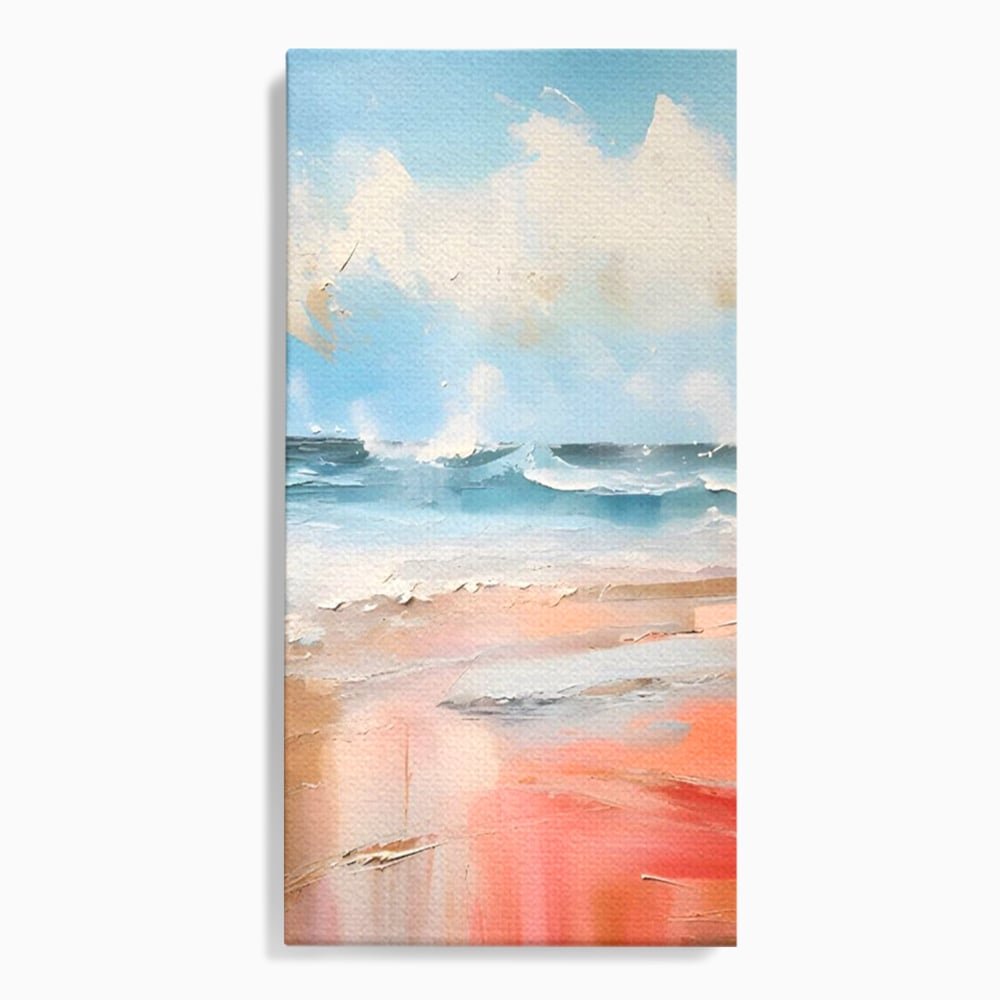 Tablou canvas cu tablou pictat cu peisaj marin abstract, fara rama, pe sasiu de lemn