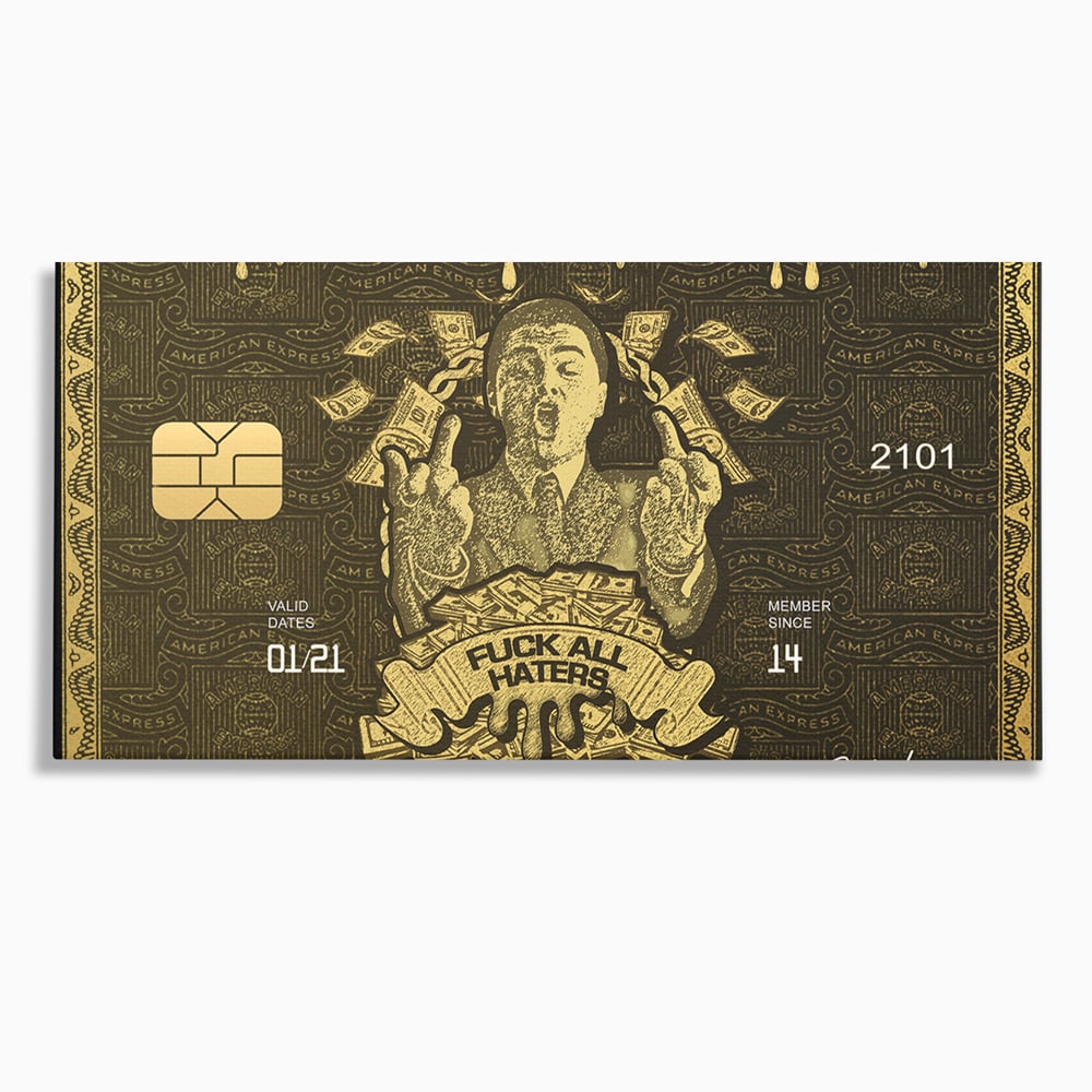 Tablou canvas cu tablou canvas cu card american express stilizat, fara rama, pe sasiu de lemn