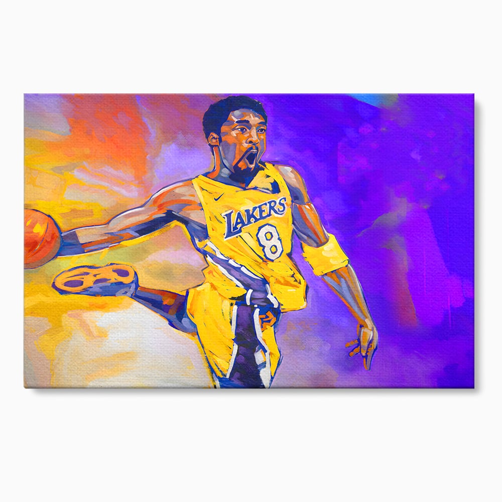 Tablou canvas cu pictura cu baschetbalistul kobe bryant, fara rama, pe sasiu de lemn
