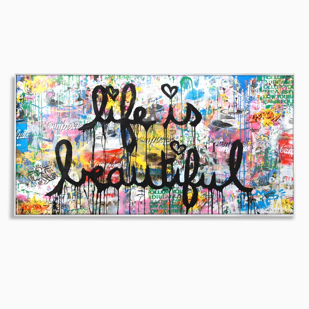 Tablou canvas cu tablou canvas cu graffiti motivational, in rama de aluminiu argintiu