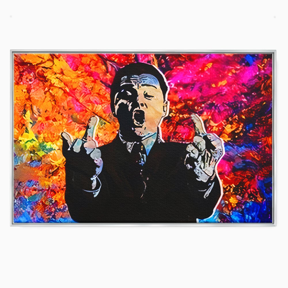 Tablou canvas cu tablou canvas cu leonardo dicaprio pop art, in rama de aluminiu argintiu