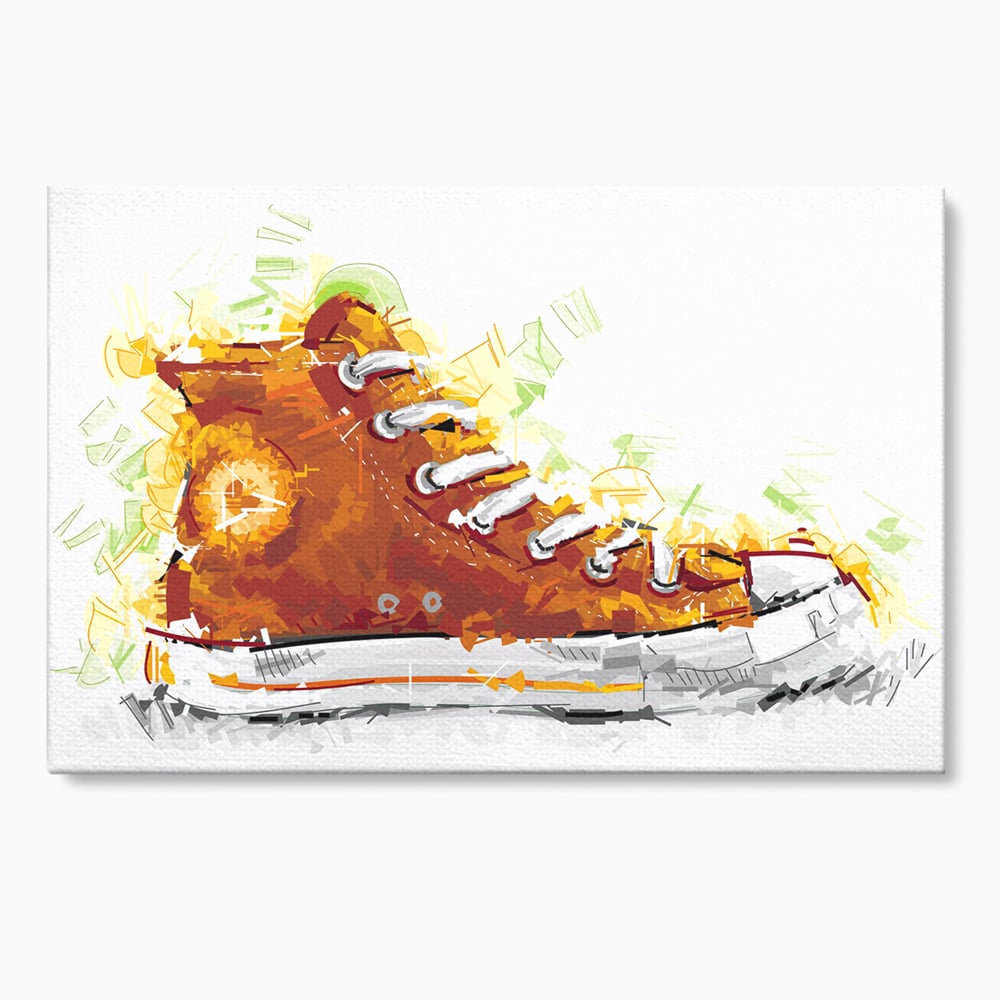 Tablou canvas cu tablou canvas cu tenisi portocalii, fara rama, pe sasiu de lemn